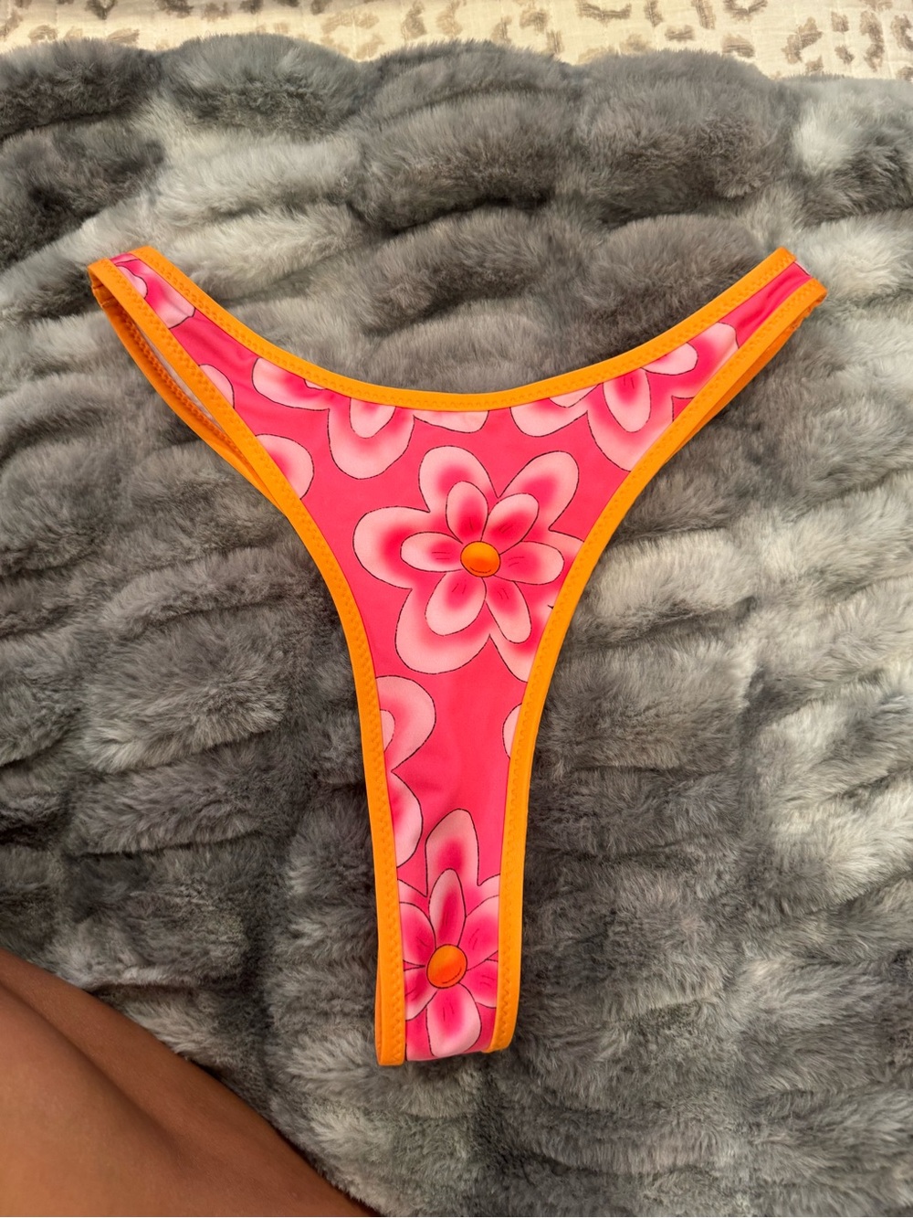 Heavy Manners Hot Pink and Orange Thong Bikini Bottom